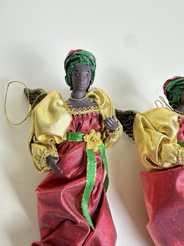 MUÑECAS DE ARENA de colección 7" ángel africano Navidad Kwanzaa árbol de vacaciones adornos KC - Imagen 4 de 10