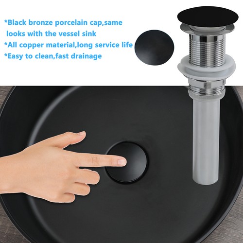 Bathroom Vessel Sink Black/White Washing Bowl Deck Mounted Brass Mixer Tap Drain - Picture 49 of 54