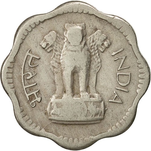 India | 10 Paise Coin | Ashoka lion | Km:25 | 1964 - 1967 - Picture 2 of 12