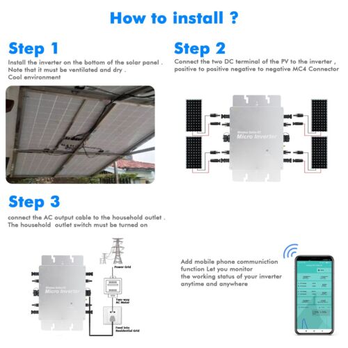 1600W MPPT Micro Solarwechselrichter - Netzgekoppelt mit WiFi Handy-Überwachung - Bild 17 von 22