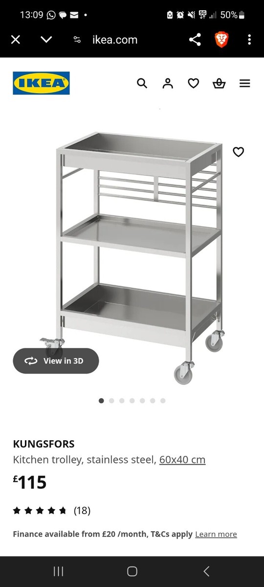 Ikea Kungsfors Stainless Steel Kitchen Trolley, excellent condition