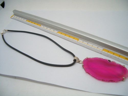 Ciondolo in ARGENTO 925 con AGATA naturale - pendente Pietra Dura fucsia - - Picture 4 of 5