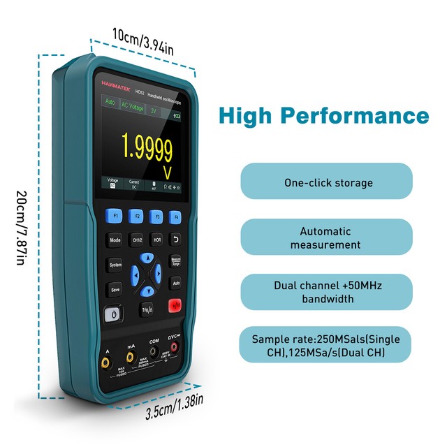 Hanmatek 2 Channel 2 in 1 Digital Handheld Oscilloscope Multimeter