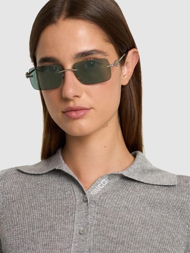 Gafas de sol Gucci para mujer plateadas verdes espejo rectangular GG1703S 002 NUEVAS - Imagen 10 de 15