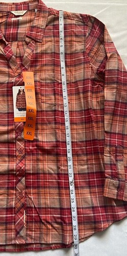 Camicia donna flanella con bottoni taglia XXL comoda elasticizzata arancione autunno festa - Foto 2 di 5