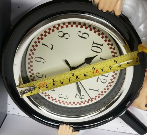 Plastic Kitchen Wall Clock, 11", FAT CHEF WITH FRYING PAN, black, Park Madison - Picture 3 of 11