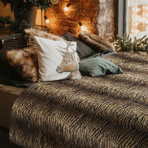 HST Soft Warm Thick Faux Fur with Sherpa Back Bed Blanket Queen Animal Print - Picture 56 of 61