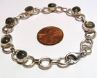 Real 925 Sterling Silver Natural Labradorite Stone Chain 7.75" Bracelet 14.4g