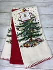 Spode 3 pc Kitchen Dish Towels "Christmas Tree Polka Dot" and Solid Red -  NEW