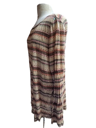 RALPH LAUREN Brown Melange Striped Linen Knit Top Womens 2X Lightweight Pullover - Picture 7 of 8