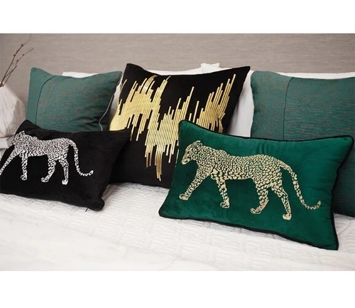RetroGold Leopard Embroidered Pillow Cover Hotel Villa Living Room Cushion Cover - Picture 16 of 20