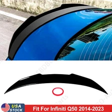FOR 2014-2024 INFINITI Q50 HIGHKICK DUCKBILL GLOSS BLACK TRUNK LID SPOILER WING