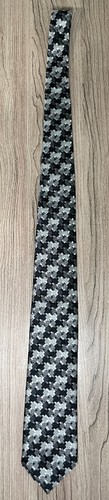 TOM FORD Silk Geometric Black Silver Neck Tie - Picture 4 of 8