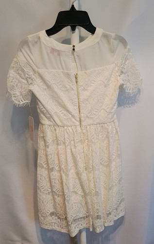 GB Girl’s White Lace SL Semi-Formal A Line Dress Size 10 NWT - Picture 2 of 6