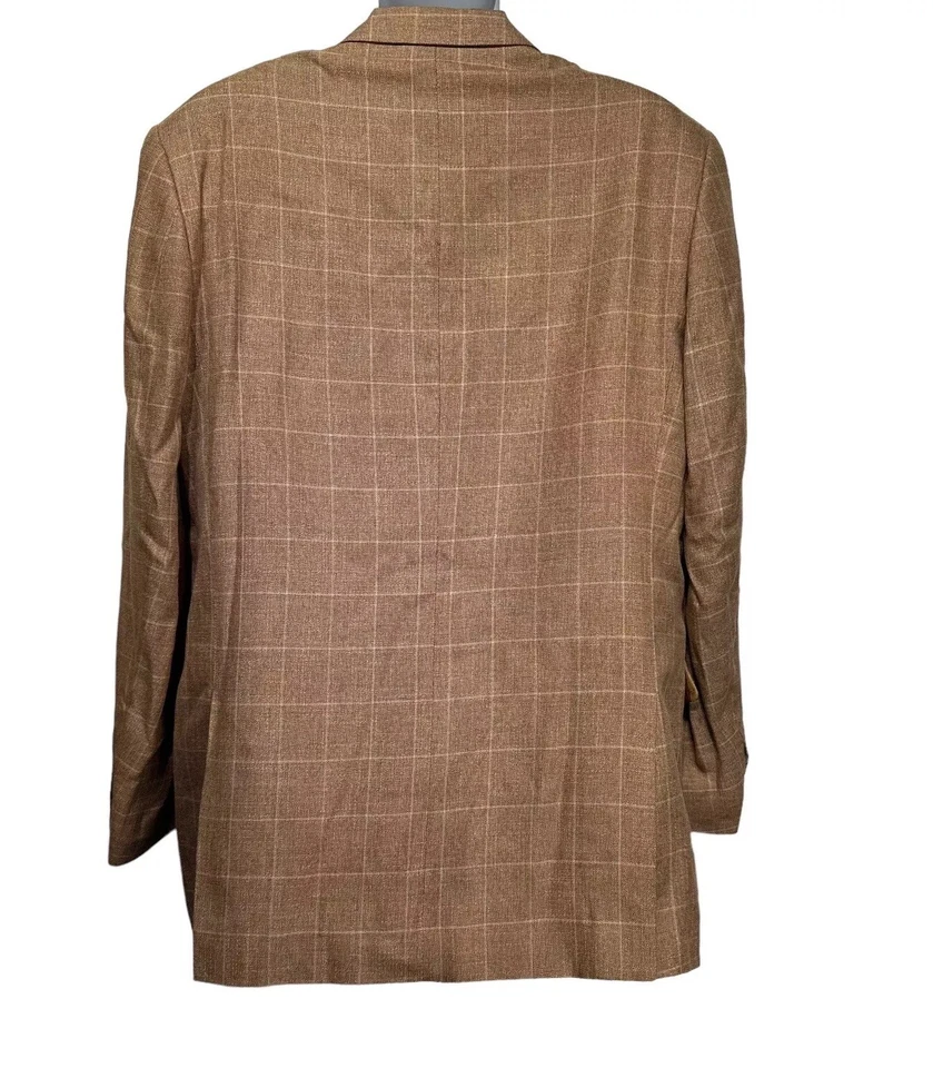 Blazer Pronto Moda Bambú Ventana Marrón Ligero Cuadros Talla 42R Foto 3 de 4