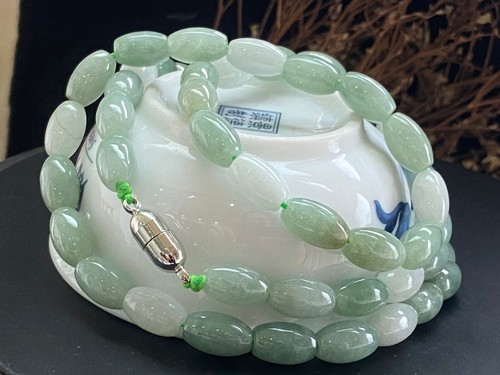 Certified Burma Green 100% Natural A Jade Jadeite Bead Necklace 24 inches1360 - Bild 3 von 5