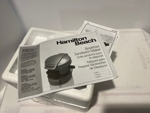 KITCHENWARE...Hamilton Beach Quick Easy Breakfast Sandwich Maker Silver 25475W - Picture 6 of 6