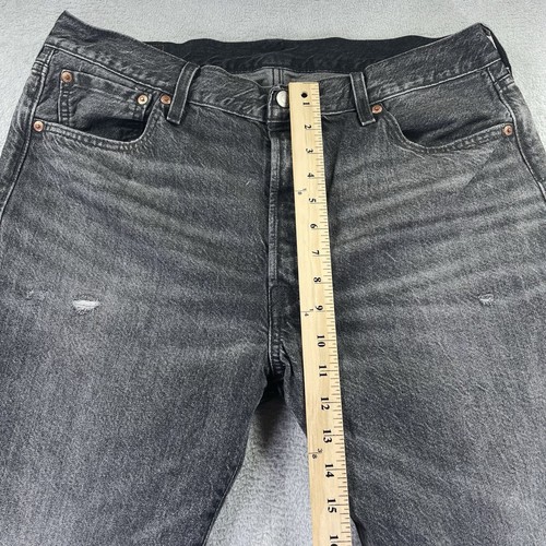 Levis 501 Jeans Mens 36x30 Gray Straight Leg Stretch Mid Rise Distressed Denim - Picture 12 of 15