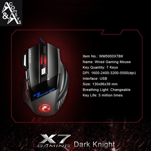 7 Tasten PC Gaming Maus Beleuchtet Optische USB Gamer Mouse 2400DPI Computer #G - Bild 6 von 12