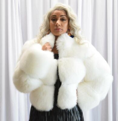 white fur cropped jacket