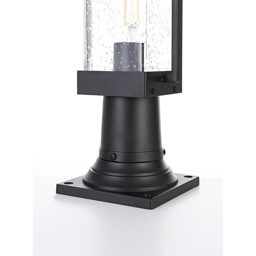 Outdoor Pole Light Fixture Seedy Glass Black Porch Walkway Patio Lantern 15" - Picture 6 of 9