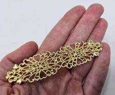 10 pcs Gold Tone Metal Filigree Charms Craft Accents Jewelry Barrette Findings