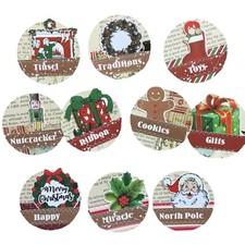 10 Christmas Junk Journal Ephemera Handmade Sewn Scrapbooking Embellishments mq