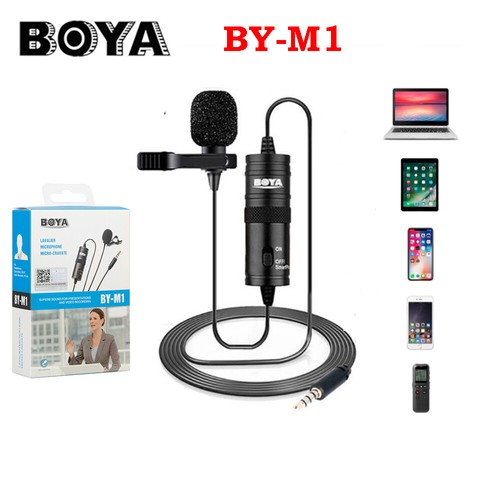 BOYA BY-M1 3.5mm Lavalier Microphone For Smartphone DSLR Cameras Hands Free Clip - Picture 1 of 12