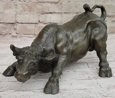Large Original Stock Market Exchange Bull Hot Cast Art Deco Sculpture Figurine