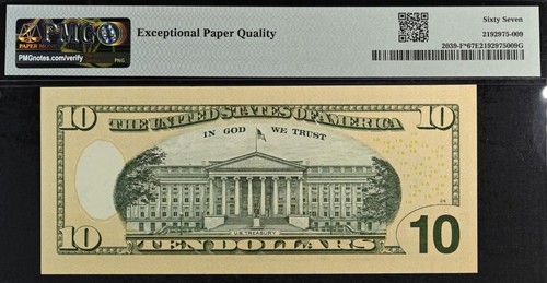2004A $10 Federal Reserve Note PMG 67EPQ Atlanta low serial star 617 Fr 2039-F* - Picture 3 of 3