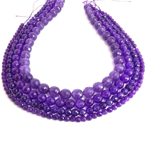 Natural Jade Faceted Round Bead 15" Dyed Purple Red Green Blue 4 6 8mm 10mm 12mm - Picture 20 of 28