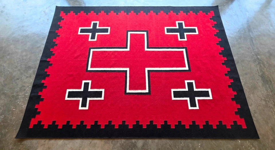 5x8 ft Handwoven Wool Navajo rug Southwestern Pattern Easter Decor Item - Image 2 of 4