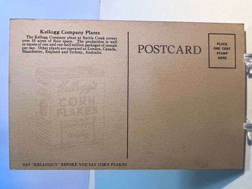 c1930s Battle Creek, MI Postcard "KELLOGG COMPANY PLANTS" 4 Factory Views - Rare - Picture 2 of 2