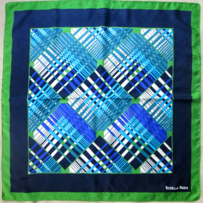 Foulard Vintage En Soie Pure - Dimensions 85x87 Cm - Motif Ivoire Et Bord Noir