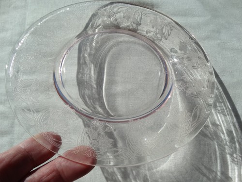 Central Glass Works Pink Scotts Morning Glory Etch 5 Salatteller 7 1/2" Sehr guter Zustand - Bild 2 von 11