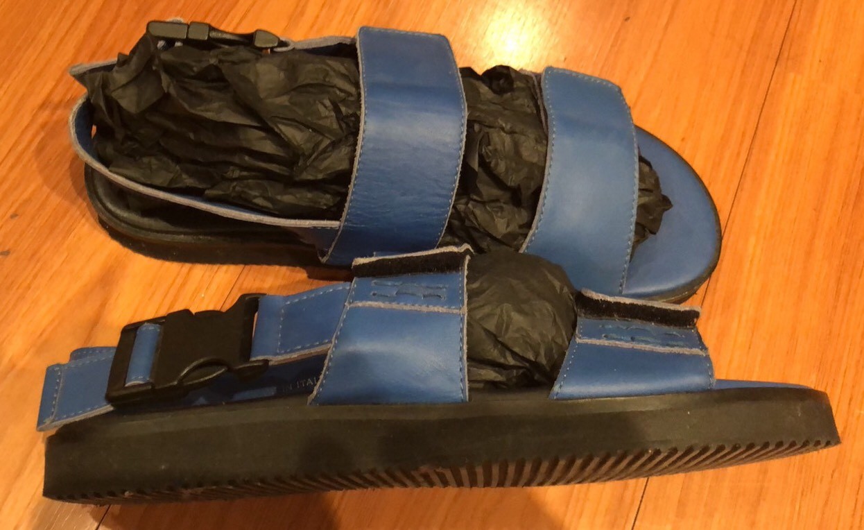 Christopher Kane Pelle Buckle Blue Sandals Sandles Uomo Rare Shoes Size 41 8