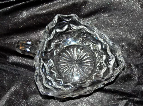 Fostoria American Elegant Glass 5 inch Three Cornered Handled Nappy