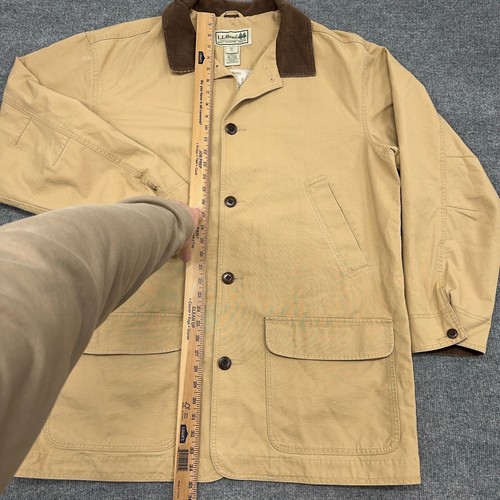Vintage LL Bean Chore Jacket Men XL Tall Khaki Tan Field Barn Coat Flannel Lined - Picture 6 of 10