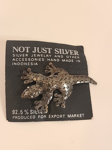 VINTAGE 925 STERLINGSILBER EIDECHSE GECKO KREIS PUNKTE ANSTECKNADEL BROSCHE 2" - Bild 1 von 3