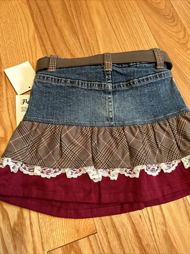 Flapdoodles Girls Denim Skort With Belt Size 4T NWT Boho - Picture 6 of 10