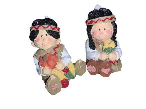 Native American Thanksgiving Children Figurines Set of 2 - Picture 2 of 9