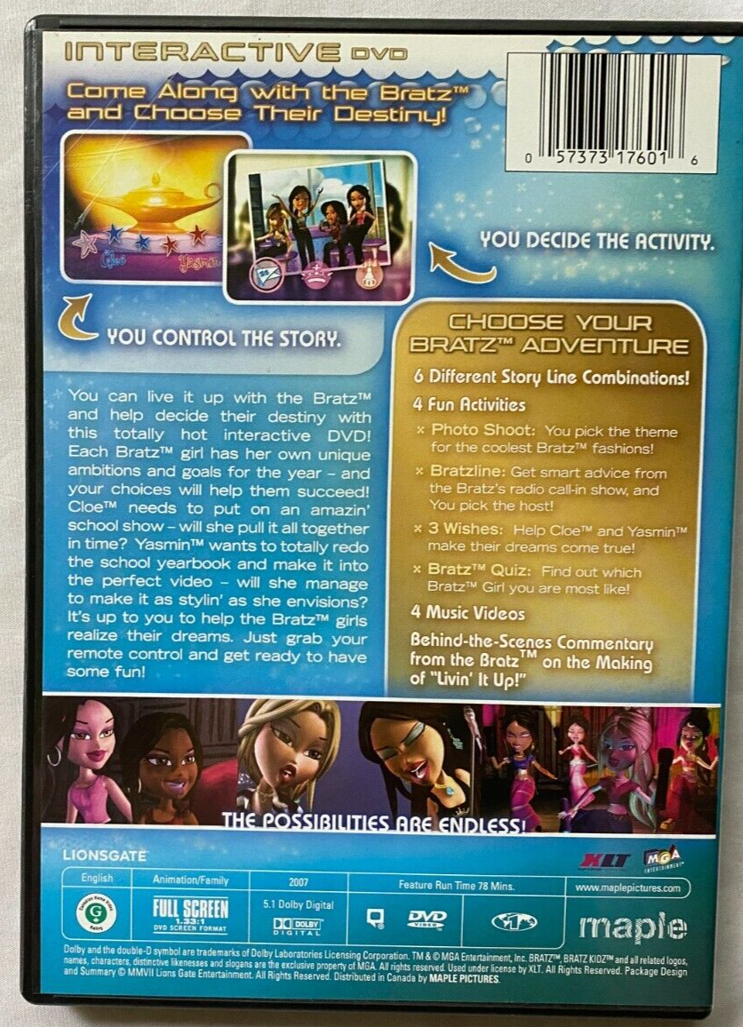 Livin' It Up With The Bratz DVD 2007 Interactive Movie for