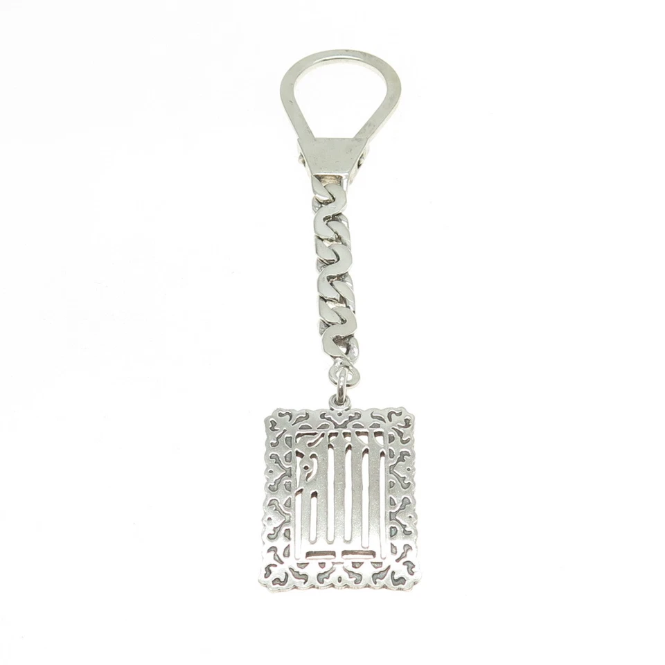 800 Silver Vintage Egypt Floral Key Chain Fob Holder - Image 4 of 4