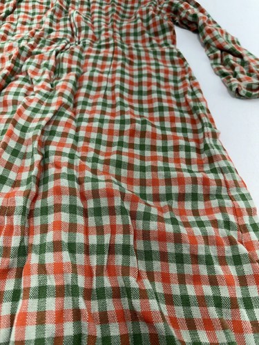 Vestido Vintage Años 70 80 Hecho en Casa/Hecho a Mano Multicolor A Cuadros Manga Larga Leer Desc - Imagen 10 de 14