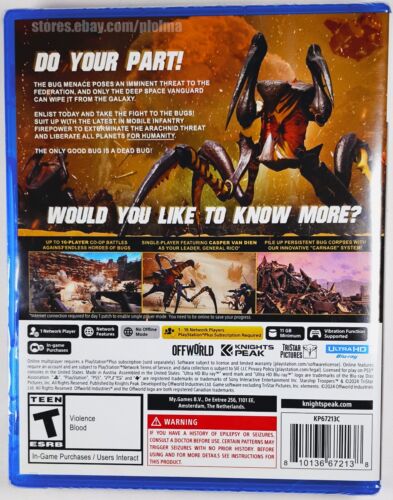 STARSHIP TROOPERS: EXTERMINATION Brand New PS5 Game PlayStation 5 ESRB Release - Picture 2 of 3