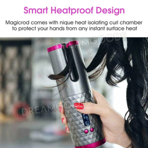 Hair Curler LCD Ceramic Cordless Auto Rotating Wireless Waver Curling Iron Salon - Picture 7 of 13