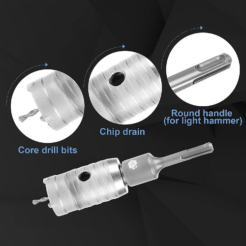 40-600mm CORE DRILL BIT SDS PLUS HEX TCT Masonry Brick Hole Cutter Drilling - Picture 18 of 24