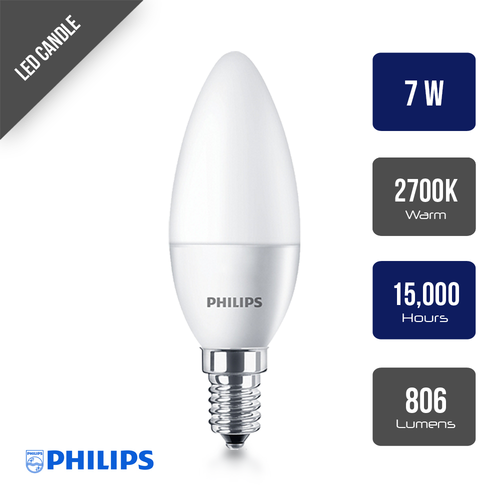 Philips CorePro 7W Frosted 806 Lumens Candle E14 Non-Dim Warm White 2700K - Picture 3 of 7