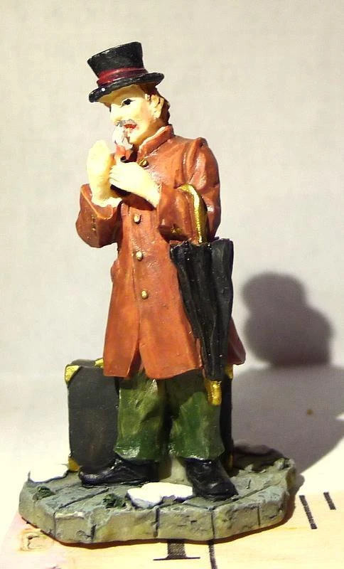 Grandeur Noel Victoriano Pueblo de Navidad Calabash Pipe Caballero Sombrero de copa 2002 Foto 2 de 4