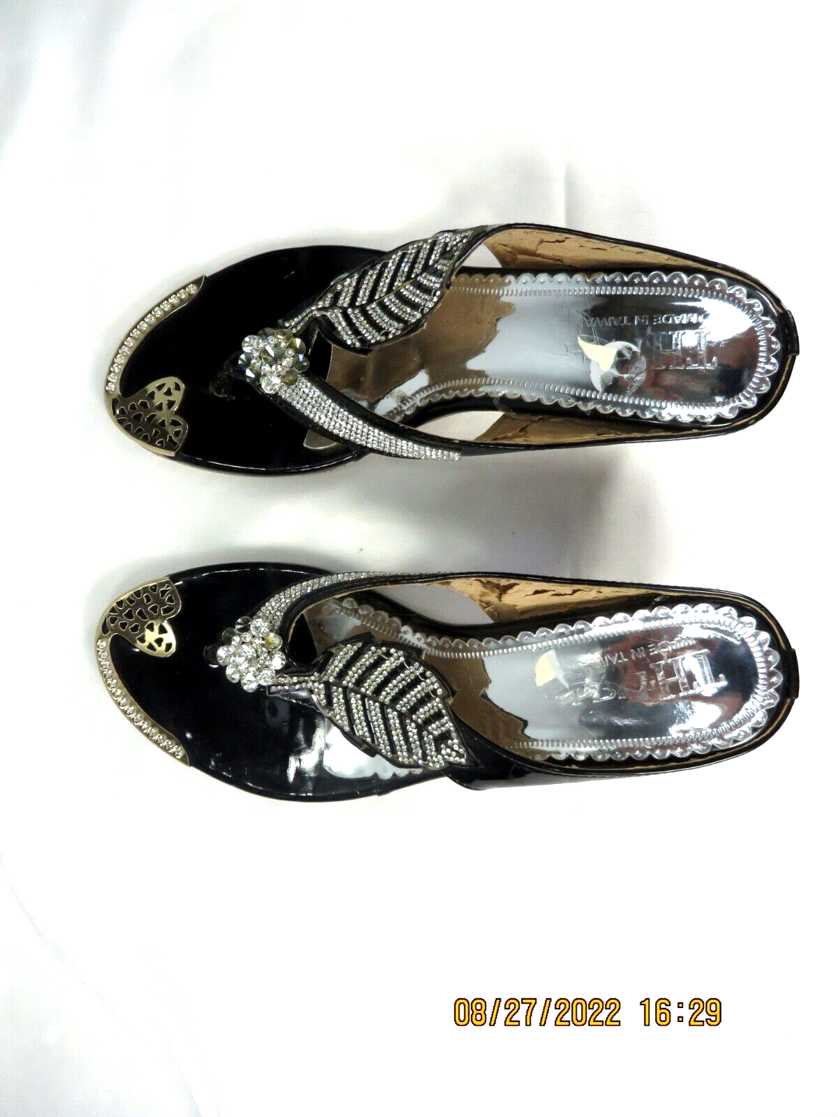 PANTOFOLA D’ORO TH Taiwan TG 42 2 5 IN tacco trasparente nero argento rame ciabatte zoccoli sandali